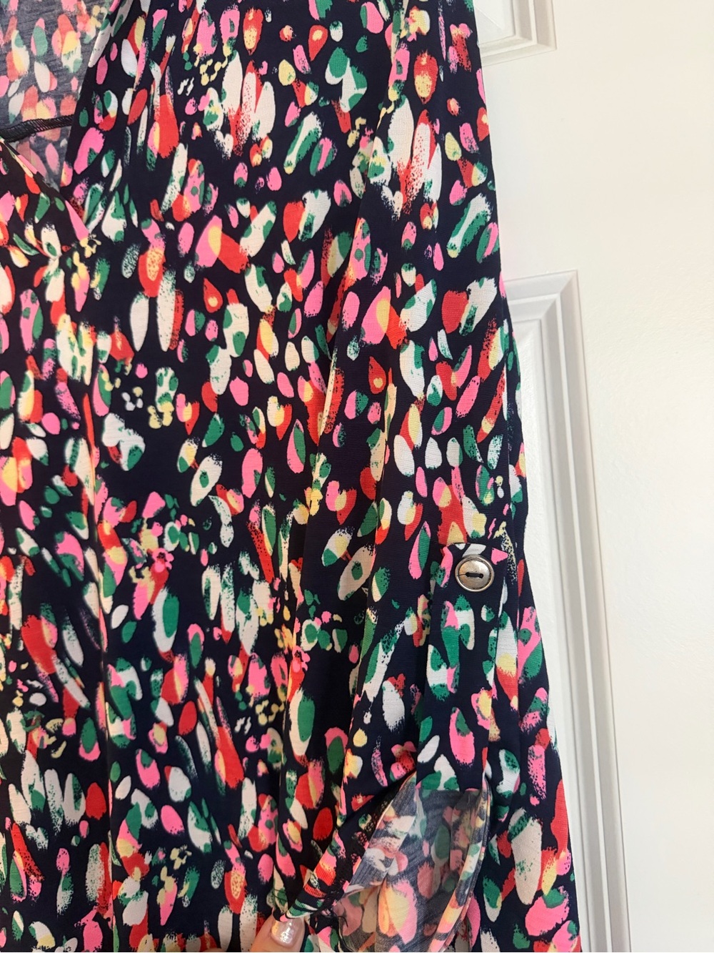 Dear Scarlett Lizzie top (Multicolor on Navy) - Picture 4 of 4